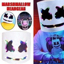 Marsh Mello-DJ Face Mask Helmet Cosplay Marshmallow Bar Music Party Costume Mask