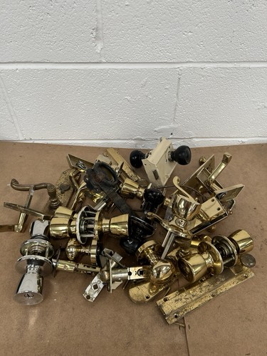 Antique brass door handle - door,
