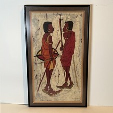 Vtg african batik painting - african,