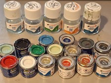 Partially used model paints, thinners and cotes. Humbrol and Revell
