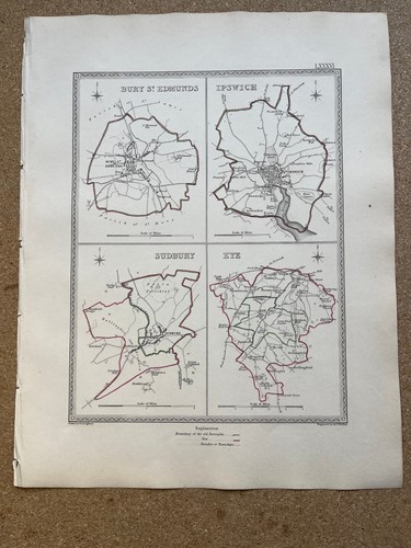 1835 antique town maps - 1835, of
