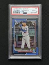 LA Dodgers 2024 Bowman Chrome Yoshinobu Yamamoto Blue Refractor /150 PSA 10