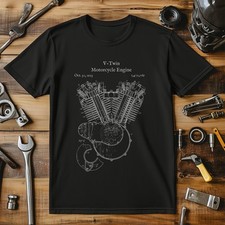 Vintage V-Twin Motorcycle Engine Motorbike Biker Riding Tees & T-Shirts
