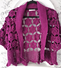 Ladies Magenta Crochet Bolero