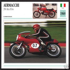 1969 Aermacchi 350cc Ala d'Oro Sammy Miller Race Motorcycle Photo Spec Info Card