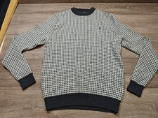 Jack Wills Wool Mix Grey Cream Patterned Jumper Pullover Mens Size Medium 