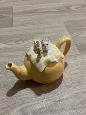 Vintage Little Mini Yellow Artistic Teapot Unique Creative One of A Kind Rare