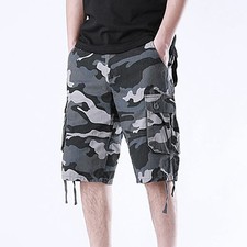 Mens Cargo Shorts  Cotton Combat Summer Pants Multipockets  Camouflage Short