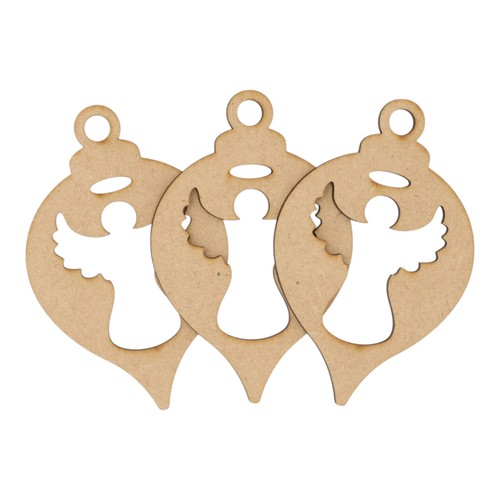 Wooden mdf christmas bauble - wooden,