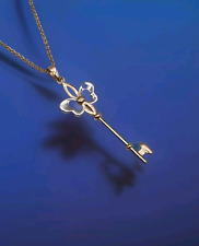 Vintage Van Peterson Gold Plated On Sterling Silver 925 Key Pendant Necklace