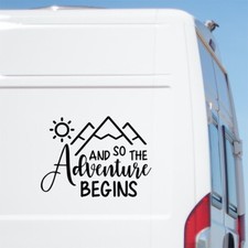 And So The Adventure Begins Sticker Car Caravan Motorhome Camper Van Large Decal