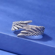 Vintage Angel Wing Adjustable 925 Sterling Silver Ring For Women Jewellery Gift