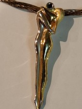 Twisted Gold Choker Neckace With Embracing Couple, Sapphire Stone