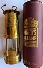 Boxed BRASS  MINERS LAMP E Thomas & Williams Ltd * No 222110 Cambrian Aberdare