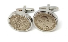 Luxury Cufflinks - 1965  Lucky Sixpence Cufflinks - 60th Birthday - Boxed HT