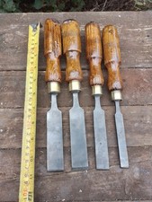 4 VINTAGE  MORTICE WOOD CHISELS . All Brades