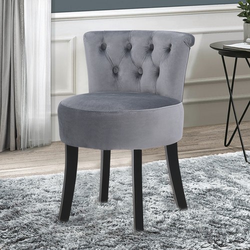 Grey velvet vanity - velvet, stool