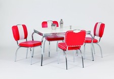 American Diner Furniture 50s  4 Legged Table & 4 Red Studded Chairs