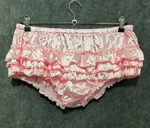 Pink satin frilly knickers - pink,