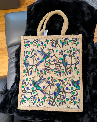 Jute reusable tote bag large - jute,