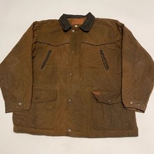Wax Jacket Mens XL Brown Oilskin Barn Coat Country Outdoor Utility Workwear