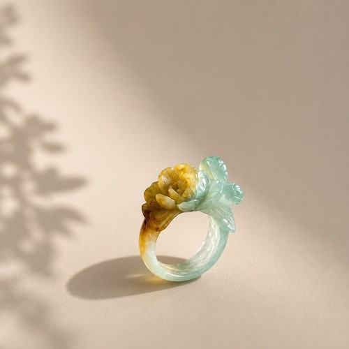 Carved jade ring - jade,