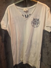 Diesel Men's White T-Shirt Size Large Only The Brave Wolf Graphic Print Cotton