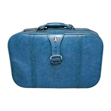 Vintage blue suitcase faux - suitcase,