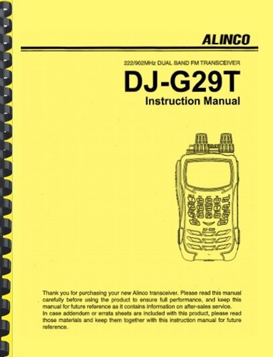 Alinco g29t user manual - dj-g29t, user's