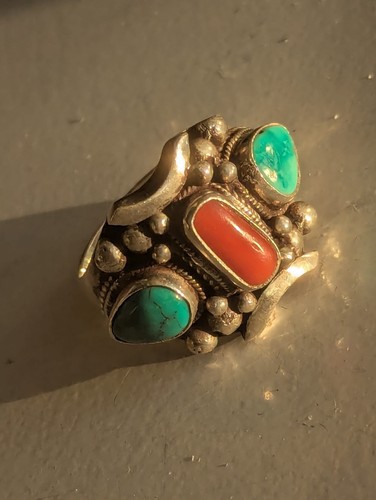 Vintage turquoise and coral - turquoise,