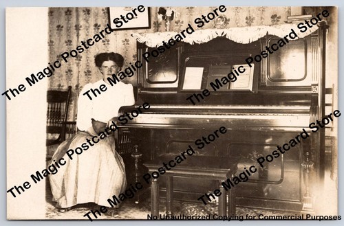 Woman ornate upright piano - woman,