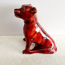 ANITA HARRIS SEATED STAFFY DOG 11cm TALL  GOLD SIGNED