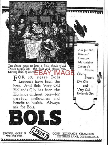 1926 advert for bols liqueurs - advert,