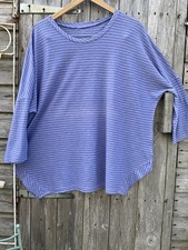 Cut Loose OSFA Lilac Stripe Stretch Top Cotton Linen Lagenlook
