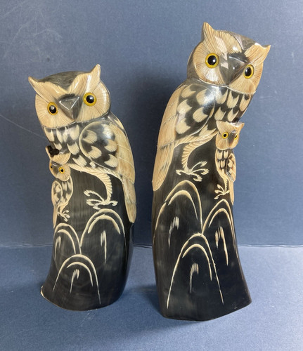 Owl sculptures hand carved - 2,