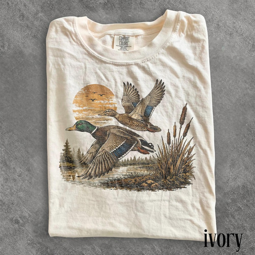 Retro flying mallard duck - mallard,