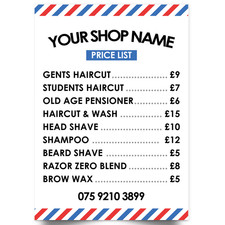 Barber shop Poster Price List