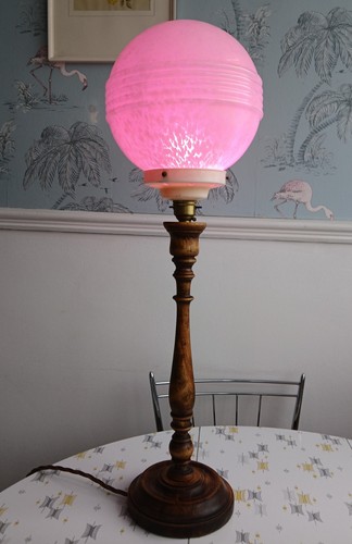 Vintage mid century pink globe - vintage,