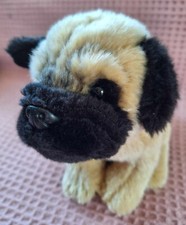 Teddy Hermann .Cute Realistic Pug Pup Sitting Dog .Soft Plush Toy .(Clean).8''