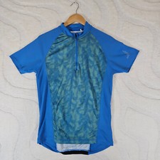 Crivit Men's Short Sleeve Cycling Jersey Top Size M 38/40 Blue Camo Design