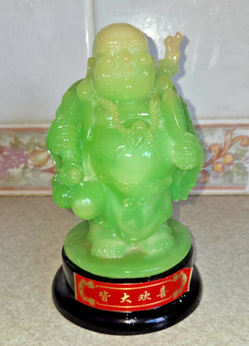Large green faux jade buddha - faux,