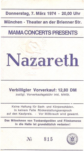Nazareth concert 1974 - in,