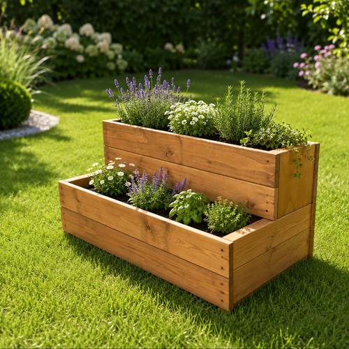 Tier wooden planter - wooden, raised