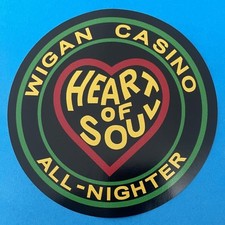 NORTHERN SOUL VINYL STICKER - WIGAN CASINO - HEART OF SOUL - 100MM DIA