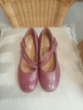 Hotter Comfort Concept Amethyst Pink/Burgundy Leather Mary Jane Heels Shoes UK 4