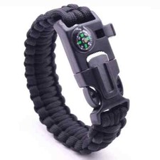Paracord Survival Bracelet Whistle Fire Steel Fire Starter Compass Bushcraft UK