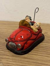 RARE COMIC ART OF GUILLERMO FORCHINO SMALL RED BUMPER CAR ORNAMENT FIGURINE
