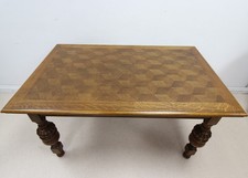 Vintage Parquet Style Draw Leaf Extendable Dining Table