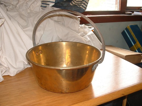 Vintage brass jam pot - pot, /