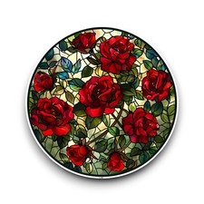 LARGE Red Rose Flowers Stained